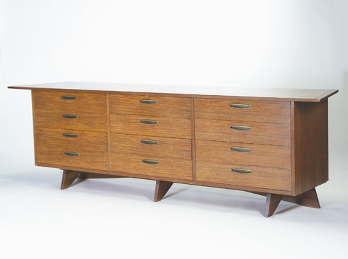 Appraisal: GEORGE NAKASHIMA WIDDICOMB Twelve-drawer dresser with overhanging trapezoidal top and