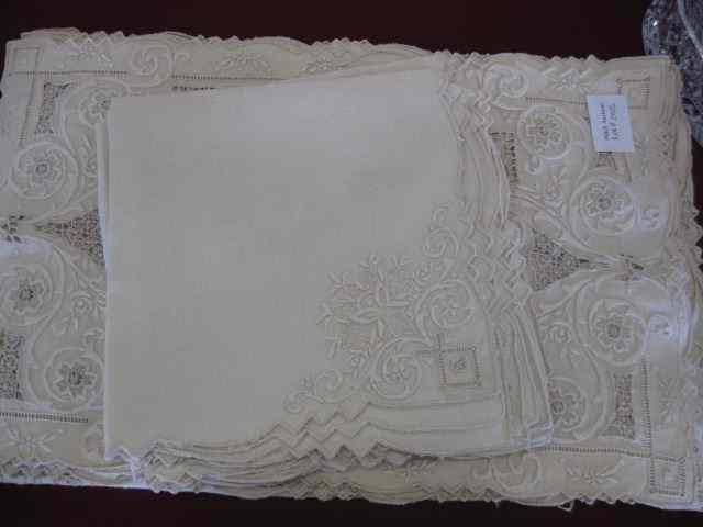 Appraisal: Antique Embroidered Cut-Out Place Mats mapkins oblong runner