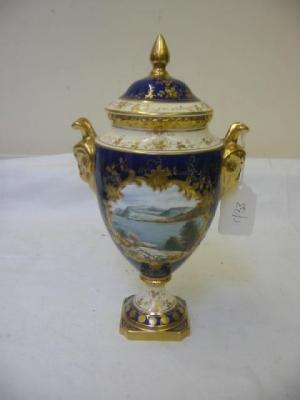 Appraisal: A COALPORT PORCELAIN LIDDED VASE of urn form painted with