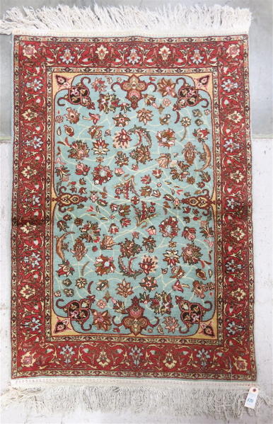 Appraisal: HAND KNOTTED ORIENTAL AREA RUG Indo-Tabriz overall floral design on