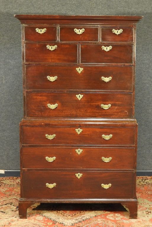 Appraisal: English George III Mahogany Chest on Chest England Circa Three