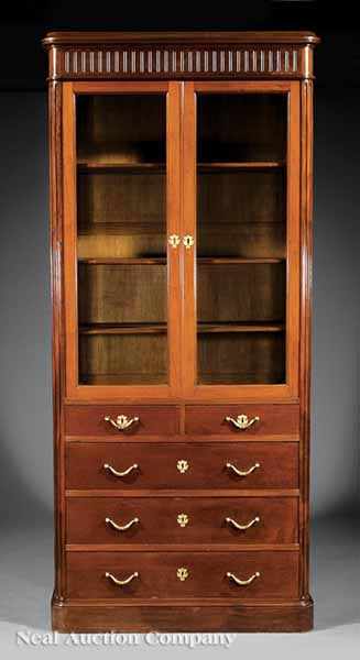 Appraisal: A Fine Antique Neoclassical-Style Mahogany Biblioth que late th early