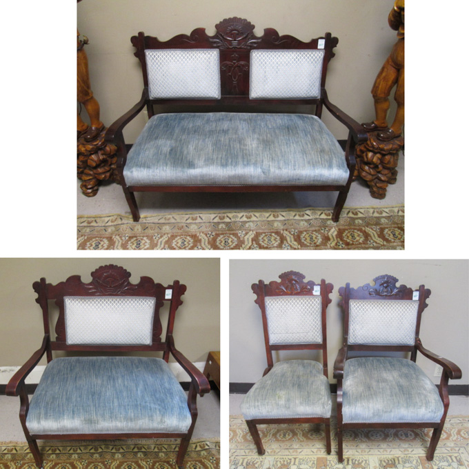 Appraisal: LATE VICTORIAN PARLOR SET American c four pieces compose the