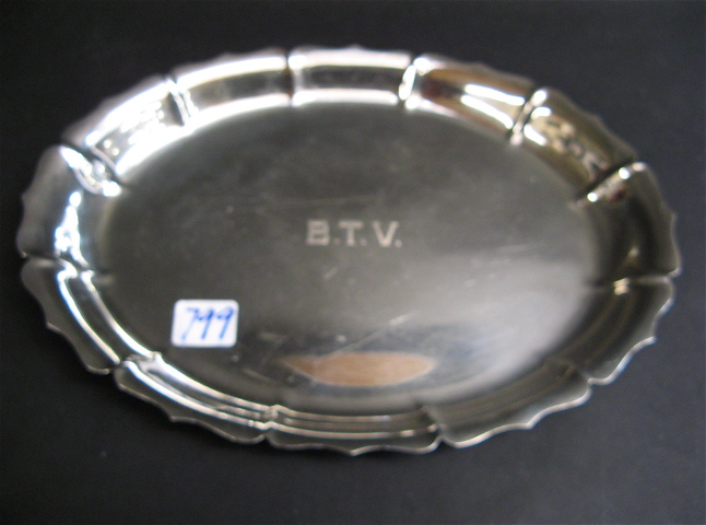 Appraisal: RICHARD DIMES CO OVAL STERLING SILVER TRAY a reproduction of