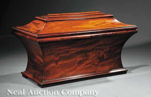 Appraisal: A Large William IV Mahogany Sarcophagus-Form Cellarette th c domed