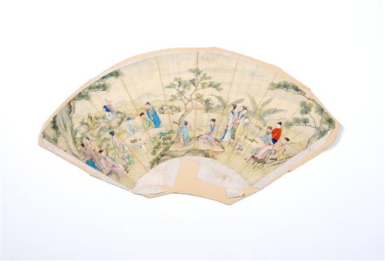 Appraisal: A Chinese Fan Painting of Literati Width inches