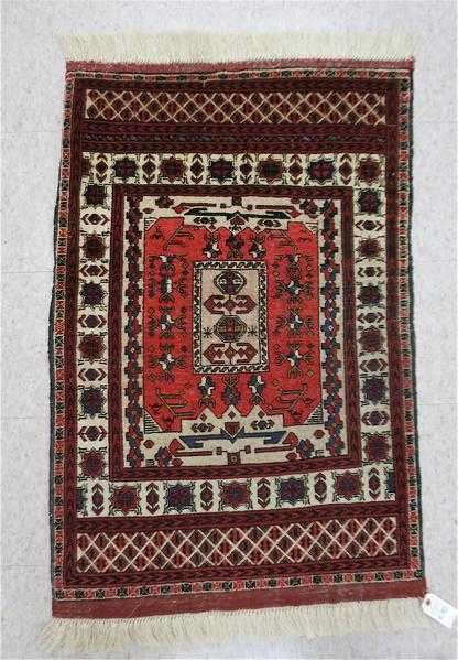 Appraisal: SMALL AFGHAN TRIBAL AREA RUG hand knotted ' x '