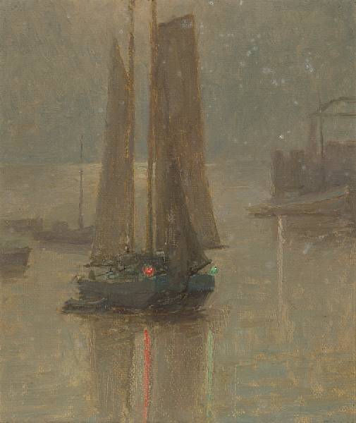 Appraisal: Granville Redmond - Evening Sails with Red and Green Reflections