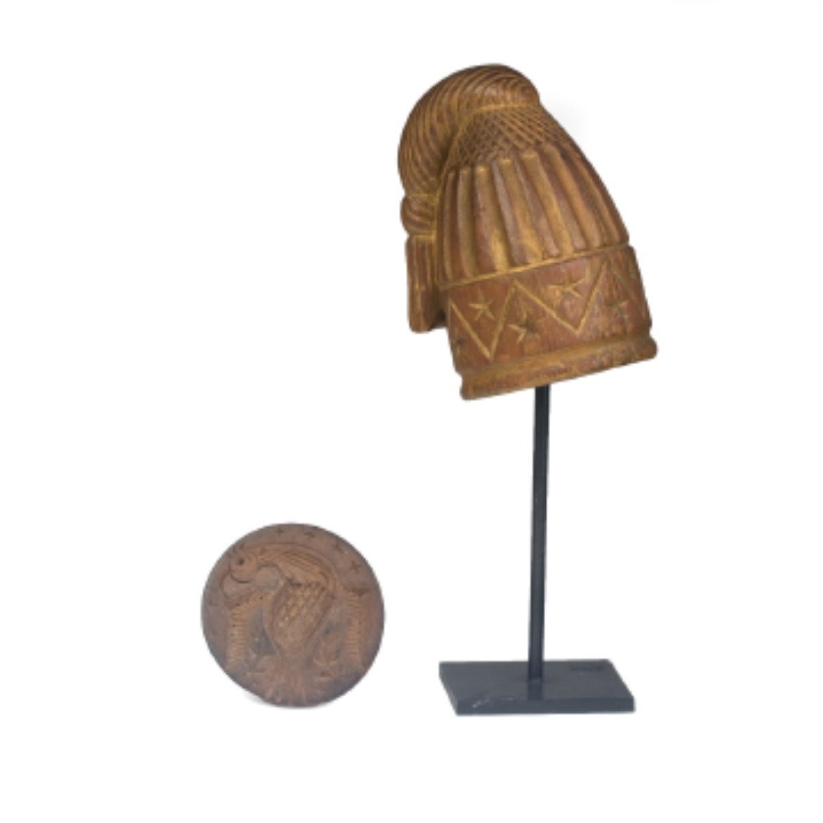 Appraisal: AMERICAN CARVED WOODEN LIBERTY CAP MID-NINETEENTH CENTURY TOGETHER WITH AN