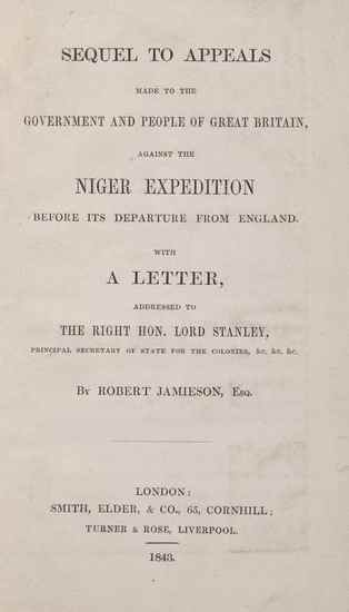 Appraisal: Jamieson Robert Sequel to Appeals against the Niger Expedition folding