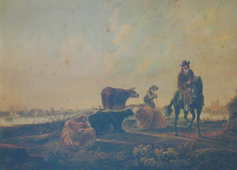 Appraisal: AFTER ALBERT CUYP Figure on horseback with recumbent cows and