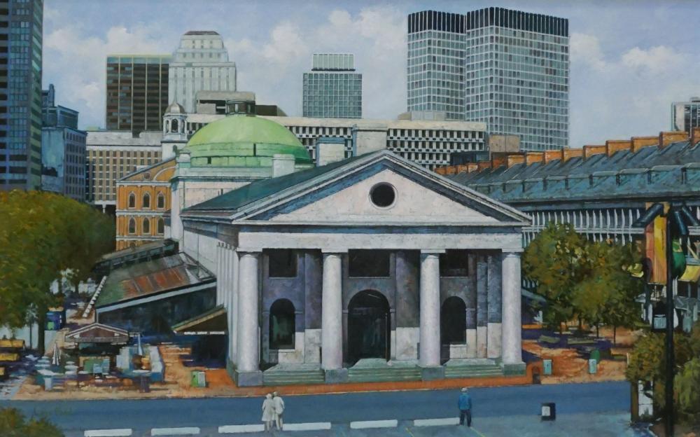 Appraisal: American th Century School Quincy Market Boston MA Oil on