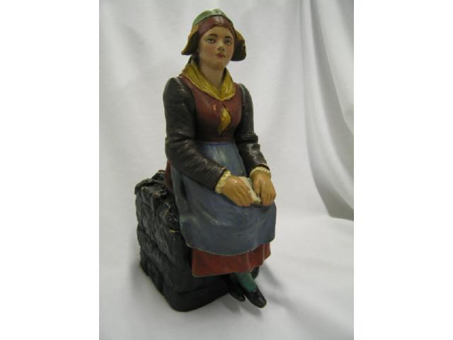 Appraisal: Victorian Figural Pottery Tobacco Jar seated maiden by B Bloch