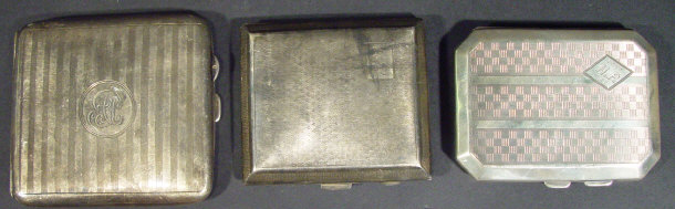 Appraisal: Three rectangular silver cigarette cases each with engine turned decoration