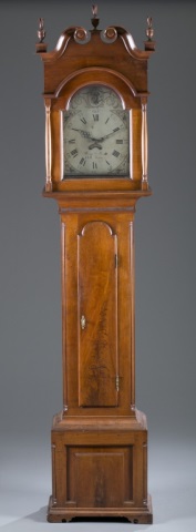 Appraisal: Pennsylvania Tall Case Walnut Clock Painted dial with calendar window