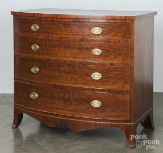 Appraisal: Pennsylvania Federal mahogany bowfront chest of drawers ca '' h