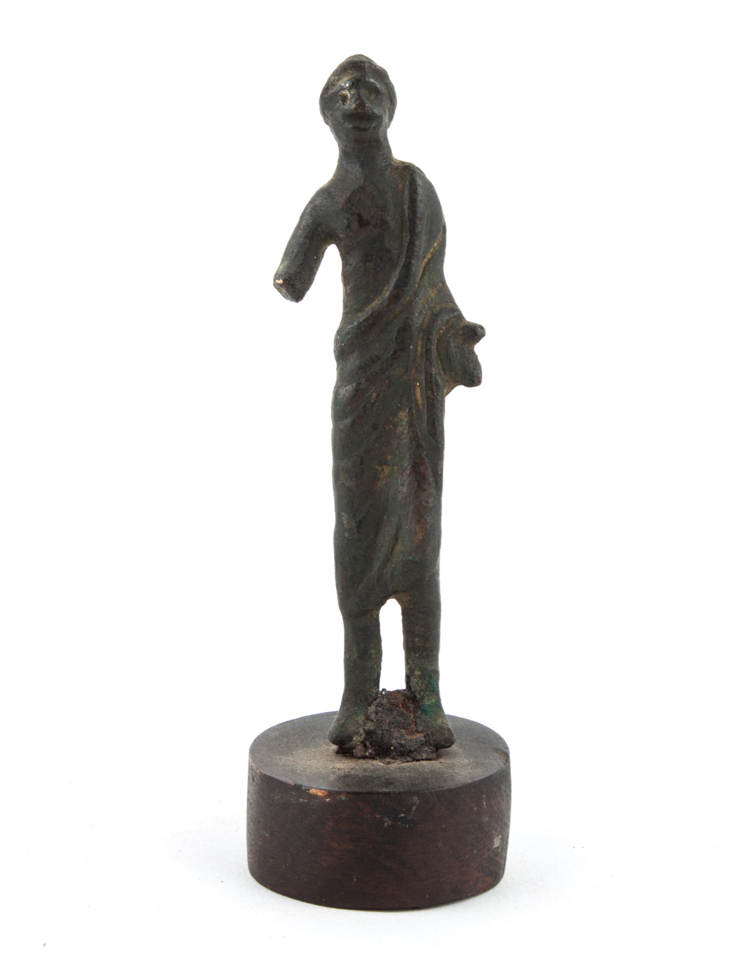 Appraisal: Roman bronze miniature figure of a man standing dressed in