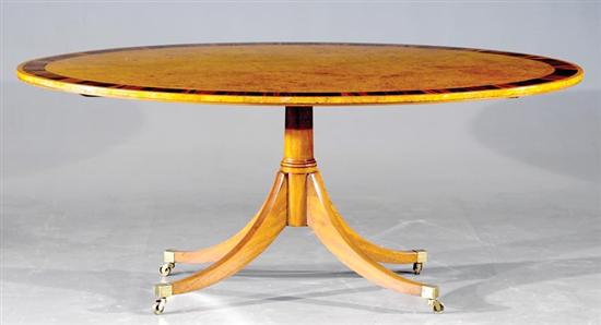 Appraisal: Regency style elm burl and mahogany tilt-top table early th