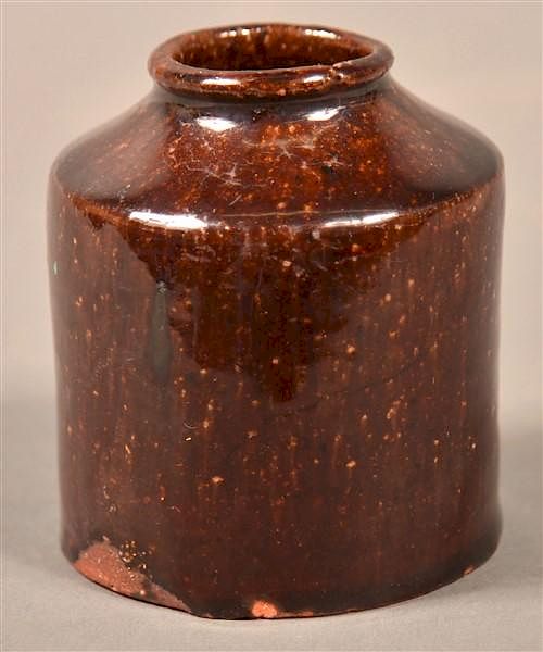 Appraisal: PA th Century Glazed Redware Ink Bottle Chester County PA