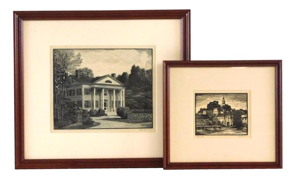 Appraisal: Two woodblock prints by Thomas Willoughby Nason American - Gloucester