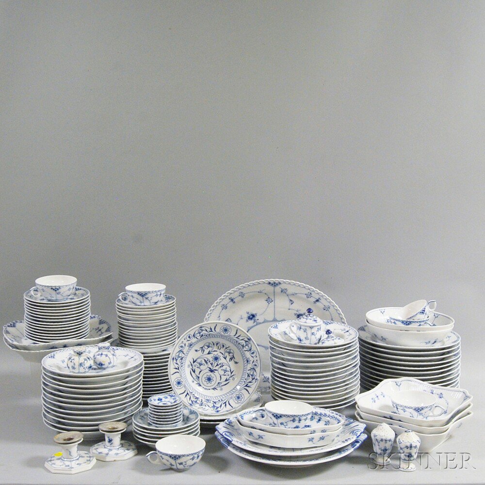 Appraisal: Royal Copenhagen Blue Fluted Porcelain Luncheon Set approx pieces total