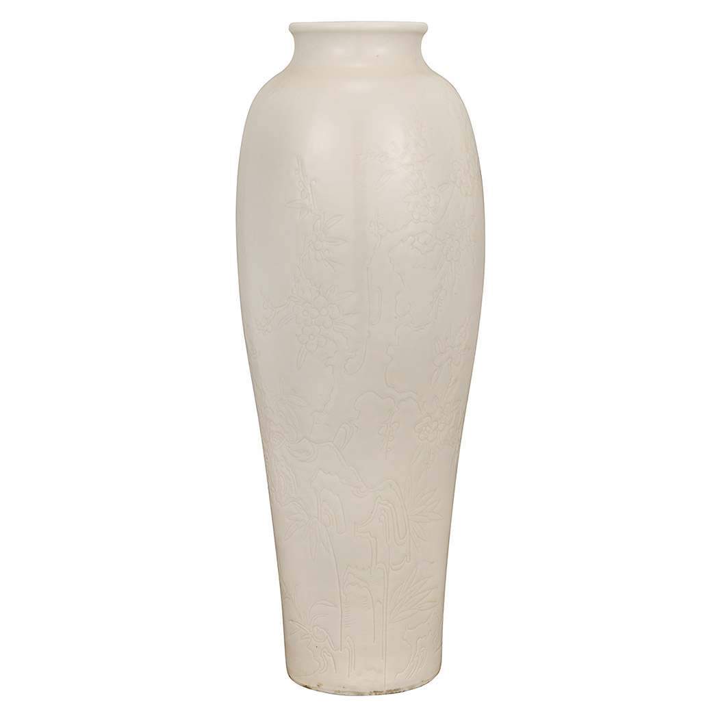 Appraisal: Chinese Cream Glazed Porcelain Sleeve Vase th th Century The