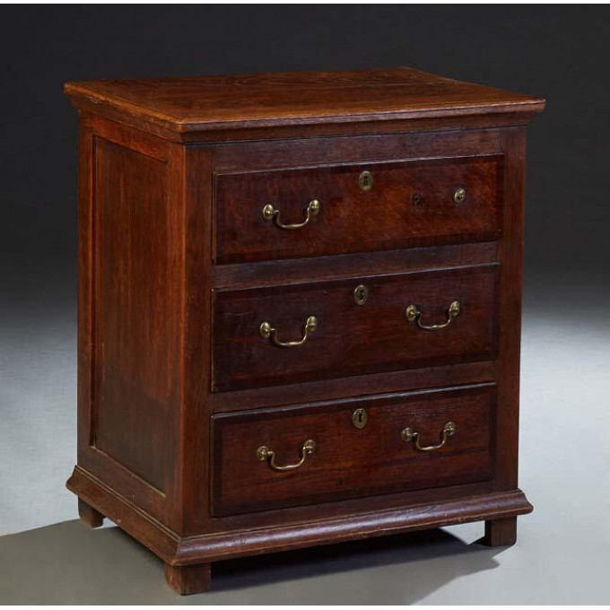 Appraisal: Diminutive English Carved Oak Chest early th c the rounded