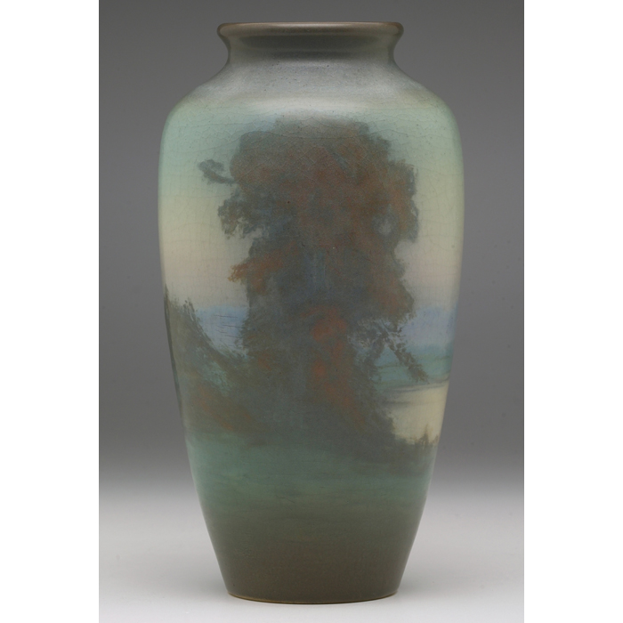 Appraisal: Rookwood vase scenic landscape covered in a Vellum glaze utilizing