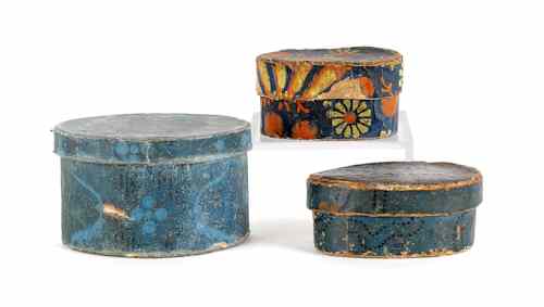 Appraisal: Three miniature wallpaper boxes mid th c all with a