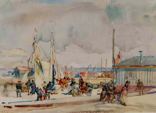 Appraisal: ERNEST BOROUGH JOHNSON - 'Unloading Honfleur' signed and titled lower