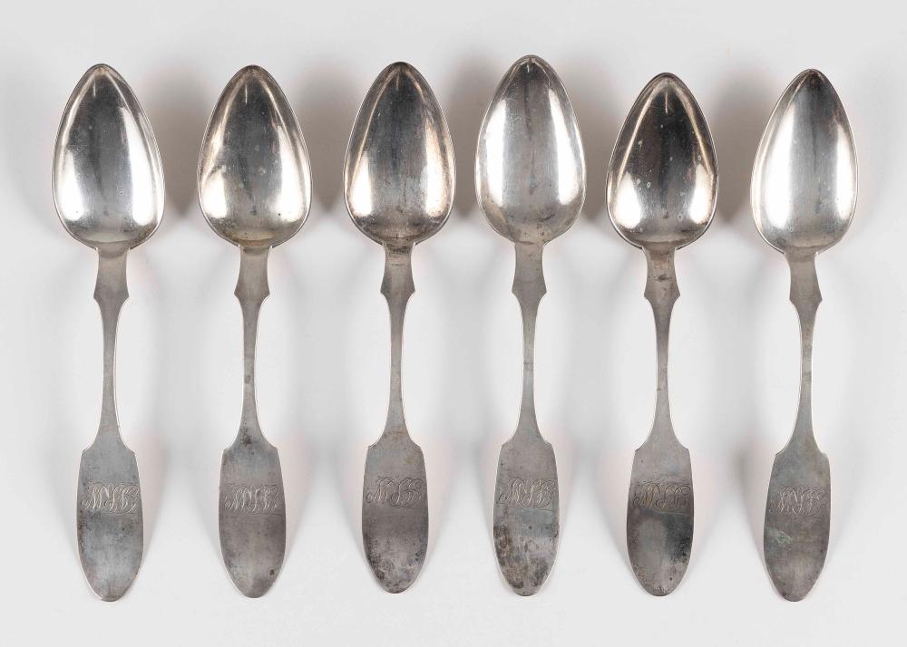 Appraisal: SIX BALTIMORE COIN SILVER TABLESPOONS MARYLAND MID- TH CENTURY APPROX