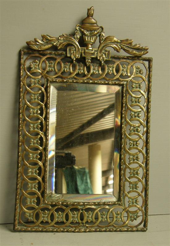 Appraisal: Brass framed mirror th century the frame of pierced interlocking