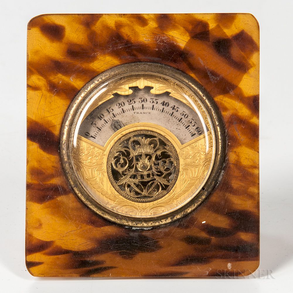 Appraisal: Miniature Faux Tortoiseshell Lancel Desk Clock Miniature Faux Tortoiseshell Lancel