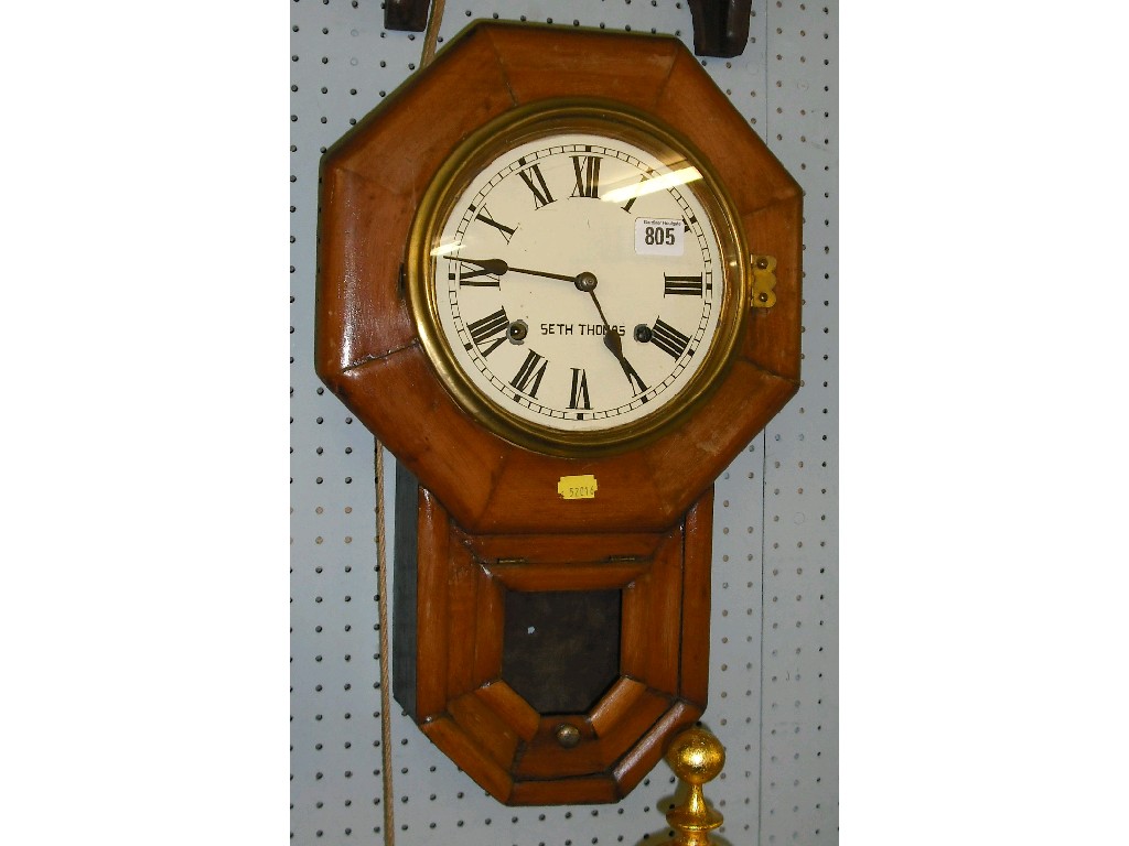 Appraisal: Seth Thomas two train drop dial wall clock the cream