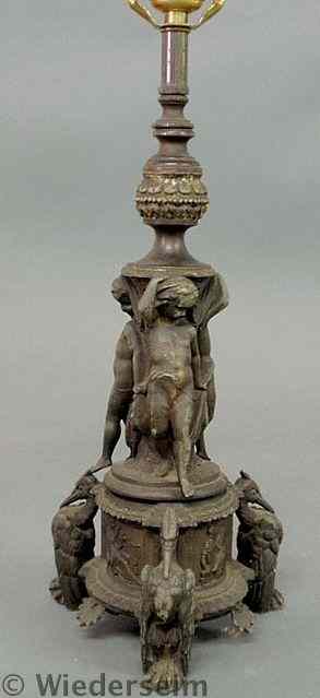 Appraisal: Spelter metal figural candelabra base converted to an electric lamp