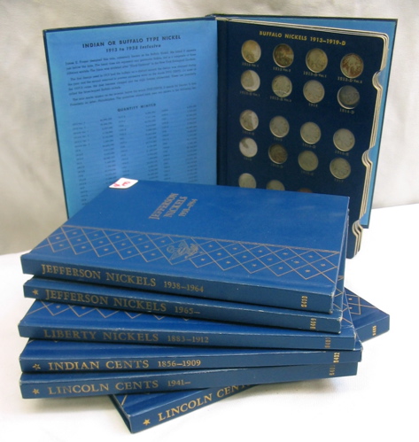 Appraisal: SEVEN WHITMAN FOLDERS containing U S coins approximately seventy-one Jefferson