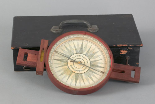 Appraisal: Wooden surveyor's compass by G L Whitehouse Farmington NH box