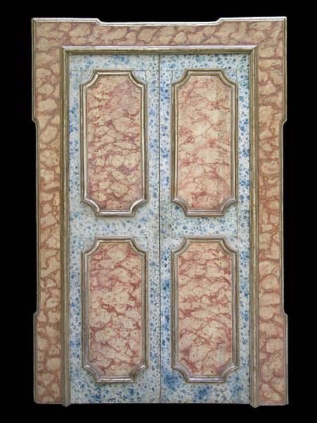 Appraisal: A pair of Italian Baroque faux marble doors Marche early