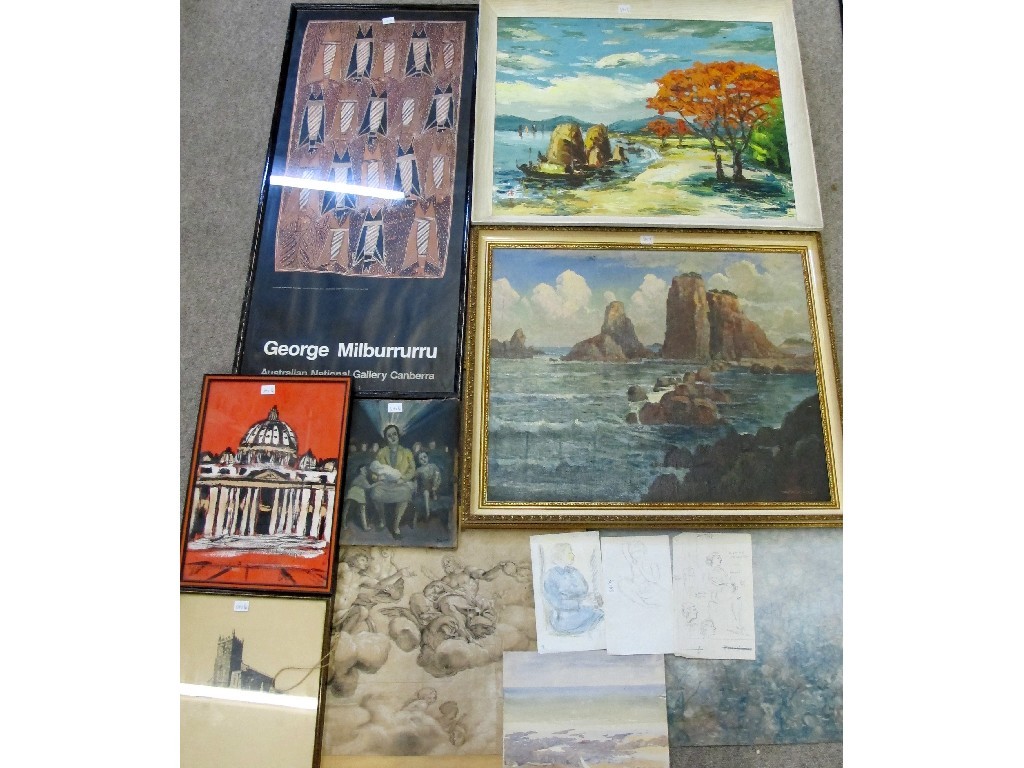 Appraisal: Lot comprising eleven various oils watercolours prints etc