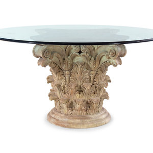 Appraisal: A Neoclassical Style Painted and Carved Wood Pedestal Table th