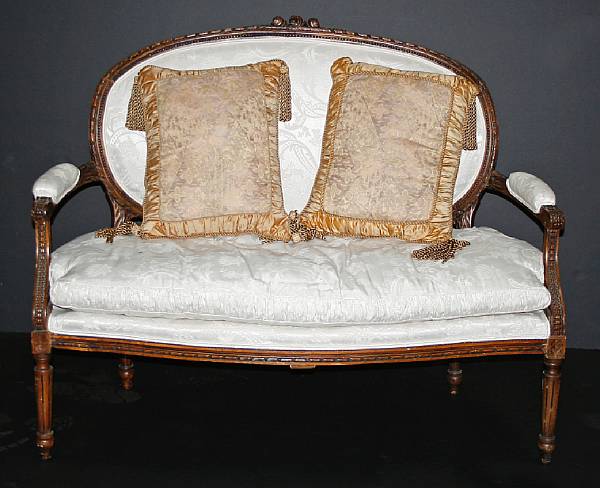 Appraisal: A Louis XVI style beechwood small canape early th century