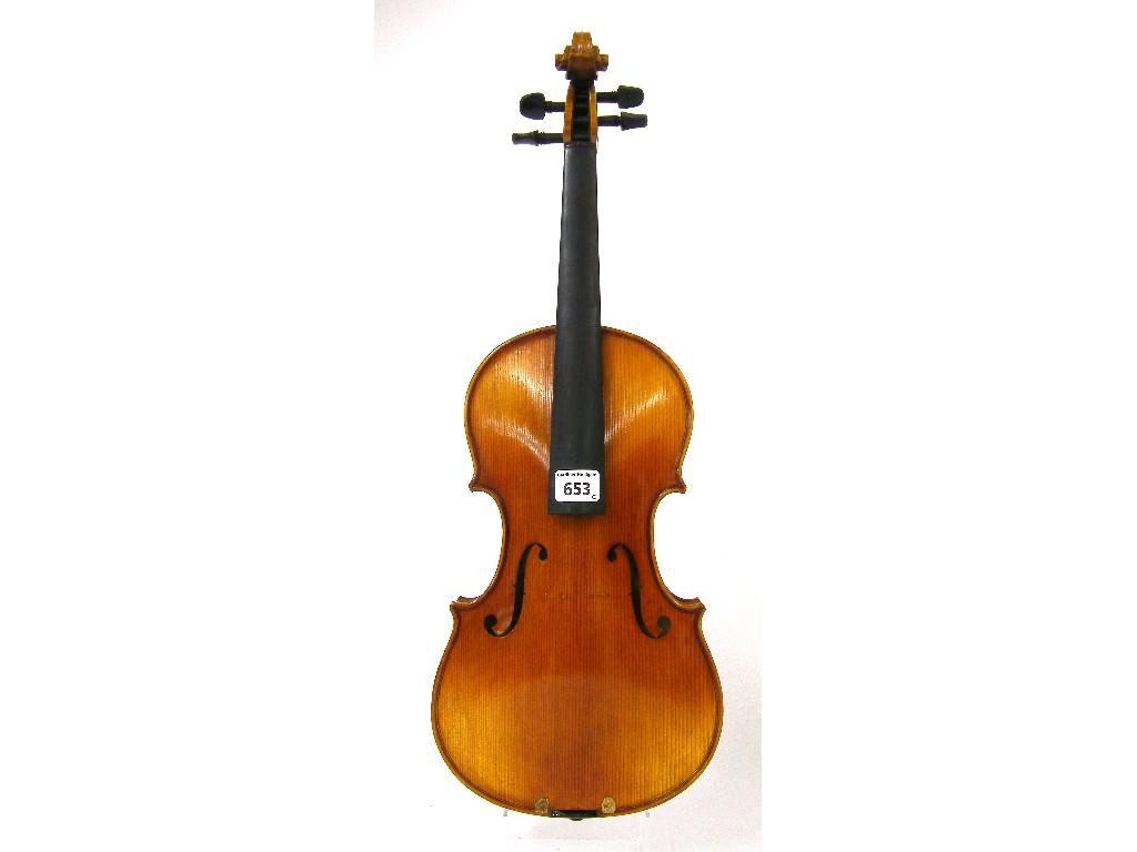 Appraisal: Contemporary violin labelled Simeon cm case