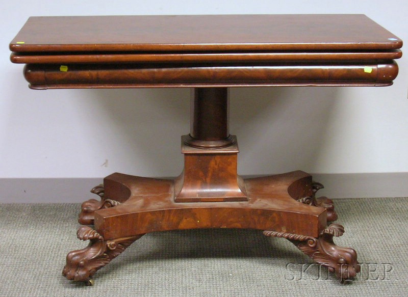 Appraisal: Classical Carved Mahogany and Mahogany Veneer Platform-base Card Table