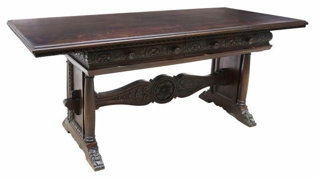 Appraisal: Italian Renaissance Revival library table writing desk early th c