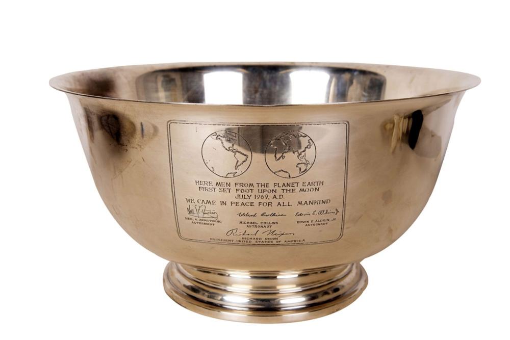 Appraisal: NASA APOLLO STERLING TROPHY MAN ON THE MOON inscribed HERE