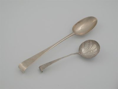 Appraisal: A George II Irish hook-end basting spoon crested by John