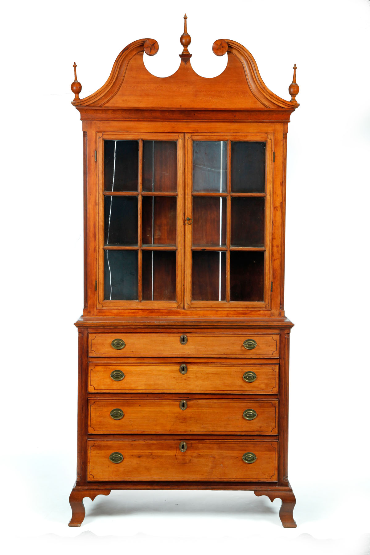 Appraisal: CHIPPENDALE CHEST-AND-BOOKCASE Pennsylvania late th century cherry and poplar Two-piece