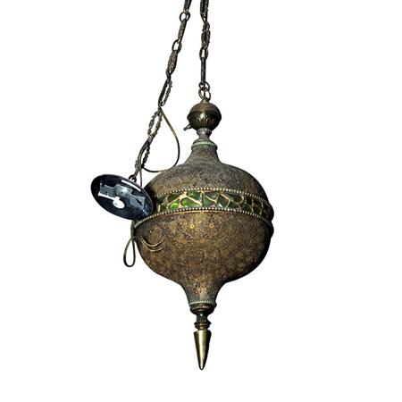 Appraisal: Moorish Style Filigree Metal and Chunk Glass Hall Fixture Estimate