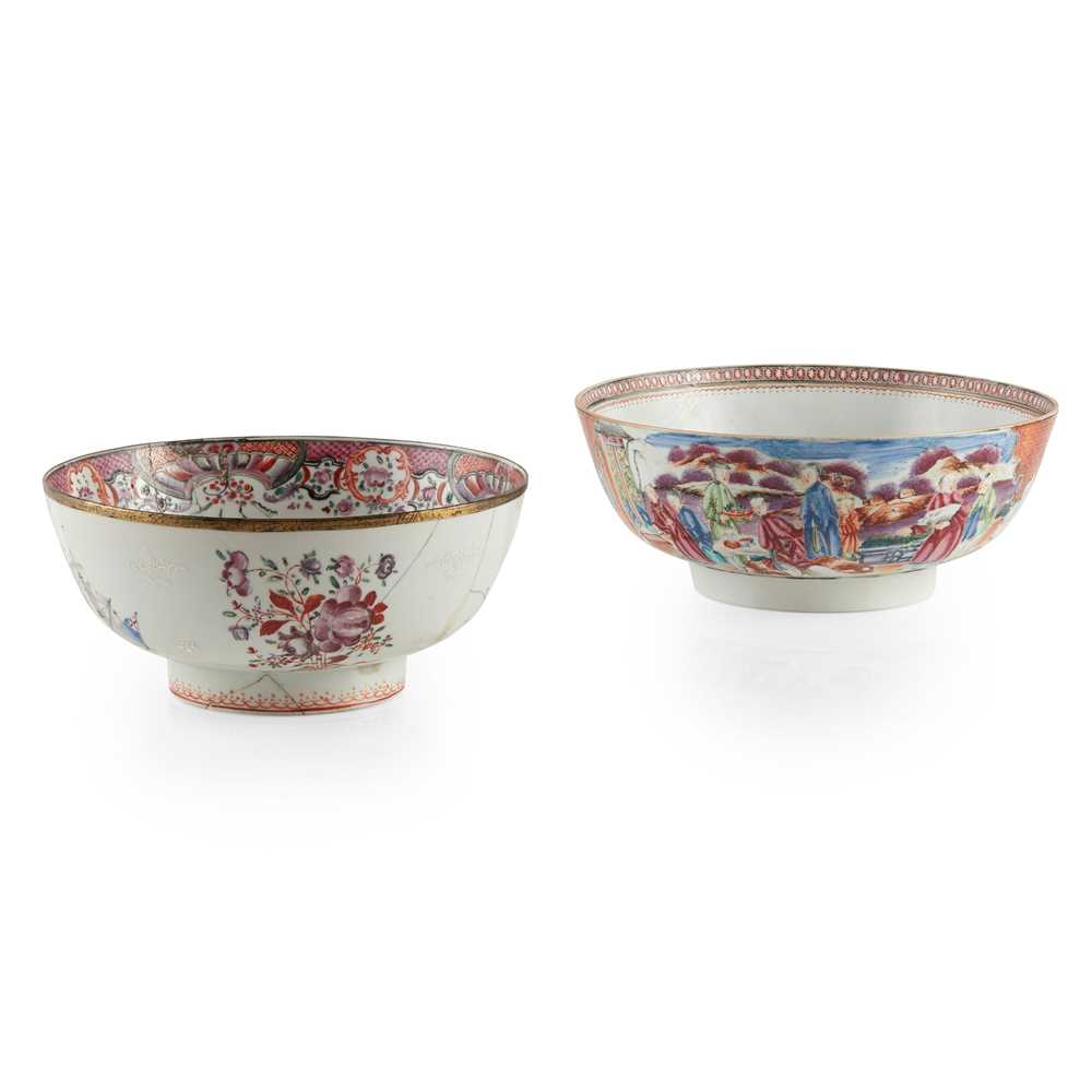 Appraisal: TWO EXPORT FAMILLE ROSE BOWLS QING DYNASTY TH CENTURY comprising