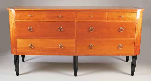 Appraisal: An American Art Moderne-Style Cherrywood Chest based on a French